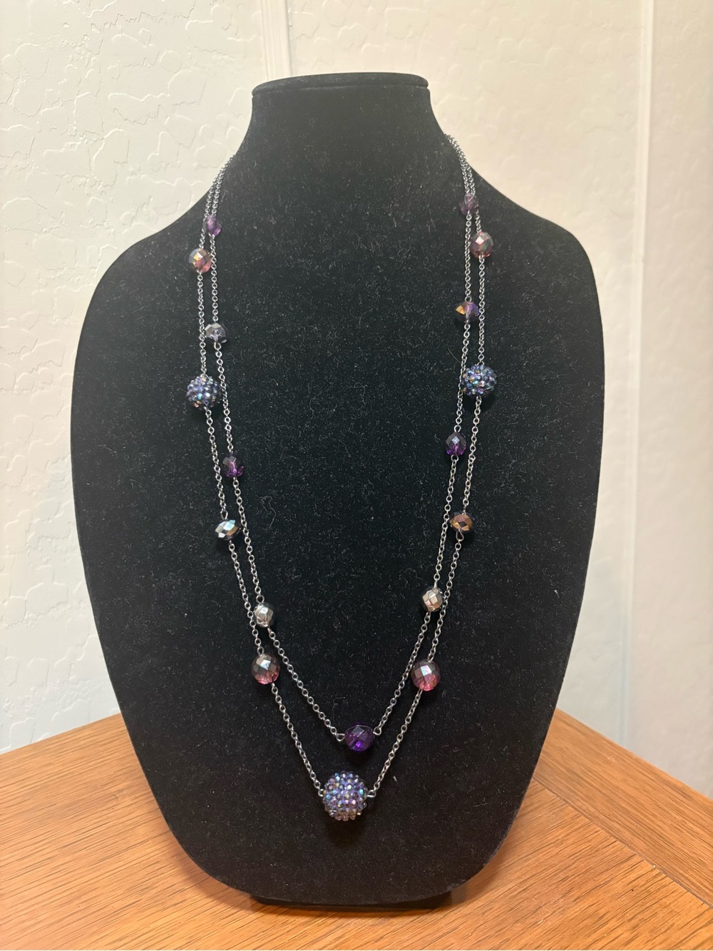 Multi-Strand Purple Crystal Bead Necklace - Women Jewelry